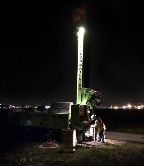 Sonic Drilling at night